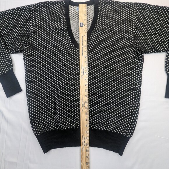 Bullock & Jones 100% Cashmere V-Neck Sweater Black White Geometric Men’s 42 - Picture 4 of 8